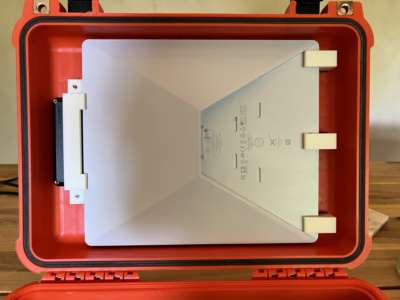 Mounting Starlink Mini to inside case lid.